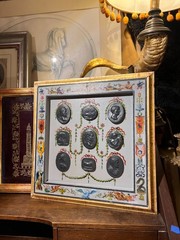 Renaissance Revival Grotesche Painted Frame With Neoclassical Grand Tour Intagli