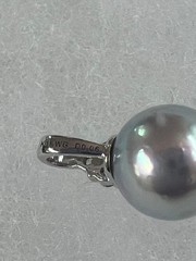K18WG Akoya Pearl Diamond Pendant 8mm Gray D0.06