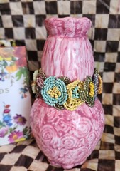 Mackenzie Childs 2019 Cake And Flowers Ceramic Vase