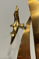 Handcrafted John DeMott Brass Sailboat Seagull Onyx Base Nautical Sculpture 12”