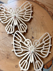 2 Vtg 1975 Ivory Color Burwood Butterfly Wall Décor Whimsical Fairy Boho MCM