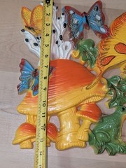 VTG Homco & Universal Statuary 3-D Wall Art Decor Mushroom Frog Butterfly MCM