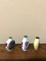 VTG Qianlong Sign Chinese Oriental Snuff 3 Perfume Bottle Enamel/Copper JADE CAP