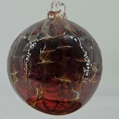 Hand Blown Art Glass swirl Witch Ball Orb Sphere ornament w stand