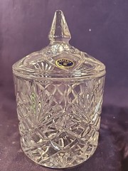 Bohemia 24% Lead Crystal Biscuit/Candy Jar W/Diamond & Fan Design
