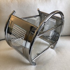 VTG Round Chrome Metal Glass Wall Shelf MCM Mesh Side Bauhaus Eileen Gray Circle