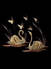 Vintage Pr Swan Cattails 5 Butterflies Wall Decor Home Interiors Wood Metal MCM