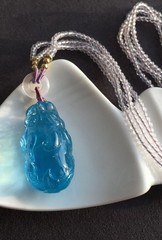 Natural Beautiful Blue Aquamarine Quartz Crystal Pendant