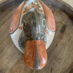 Vintage Tonala Pottery Hand Painted Duck Mexico Folk Art Large
