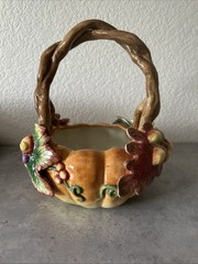 Fitz & Floyd Classic Autumn Splendor Basket Pumpkin Sunflowers Leaves Acorn