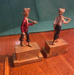 Antique Mark Twain’s Riverboat Rapscallions Tom&Huck Armor Bronze Clad Bookends