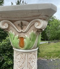 Vintage 20th C Plaster Neoclassical Jardiniere Pedestal Stand 9 Muses Garden Art