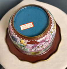 Vintage Cloisonne Chinese Floral Scallop Fluted Bowl Enamel Brass – Mid Century