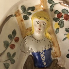 Vintage RISQUÉ LADY Behind Ceramic Dish Double Sided 6.25”x4”