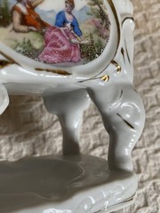 Vintage White Footed Victorian Style Footed Cigarette Holder Trinket Box Japan