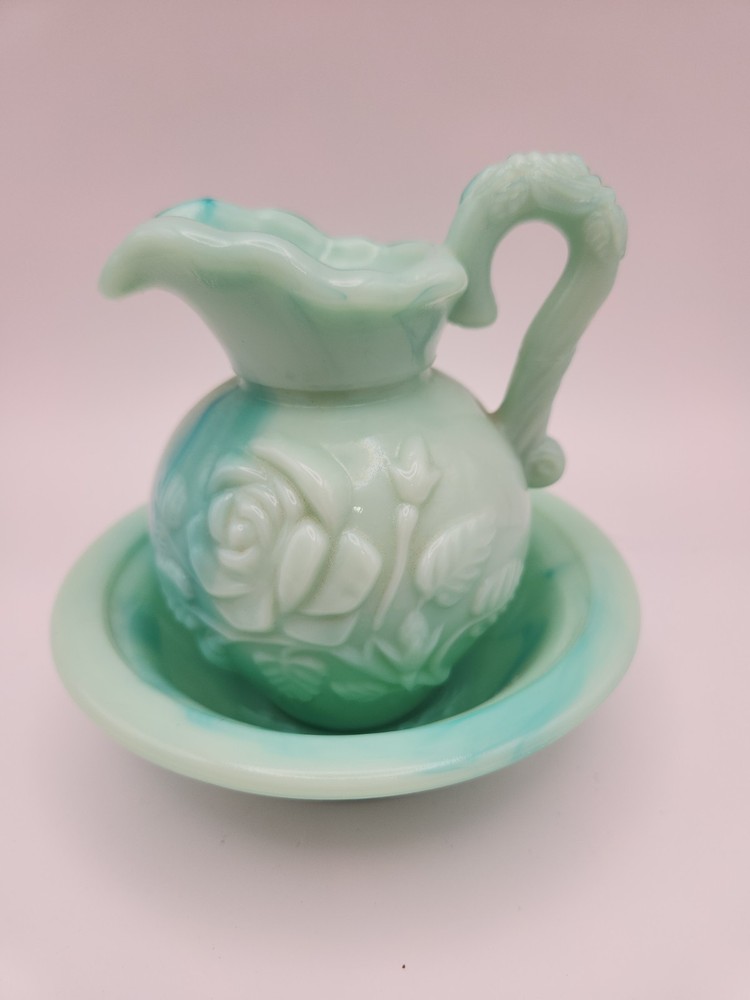 Avon Jadeite Mini Bowl and Pitcher Set Vintage-NO TOPPER