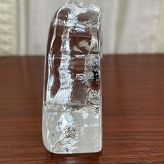 Vintage Reverse Carved Art Glass Cat Home Decor Heavy Glass Piece Clear Glass