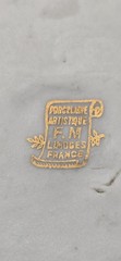 4 Antique FM Limoges France Cherubs Angels On Porcelain Medallion Transferware