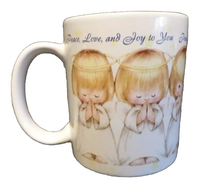 Vintage Hallmark Angels Coffee Mug Peace Love Joy To You Spirtual 10 Oz