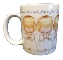 Vintage Hallmark Angels Coffee Mug Peace Love Joy To You Spirtual 10 Oz