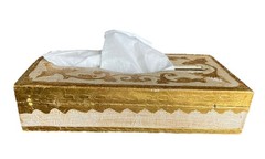 Vintage 1940s Italian Florentine Gold Gilt Neoclassical Wastebasket & Tissue Box