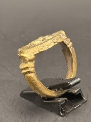 Large ancient Roman Ring bronze ring with decorated engraved bezel Antique Ring