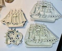 Vintage Burwood Nautical Clipper Ship Wall Plaque Set – Set of 4 – Made in USA