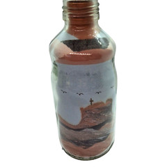 Vintage Southwestern Sand Art In A Bottle Lencois Brazil Souvenir Birds Cross