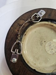 Antique vtg Victorian Framed Wall Hanging English Prattware Pot Lids Couple-READ