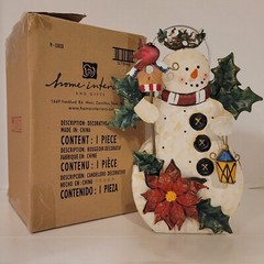 HOME INTERIORS 10″ Metal Snowman Lantern Votive Candle Holder Christmas Holiday