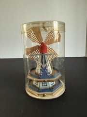 VINTAGE WOOD & HARD PLASTIC BLUE HAND-CRAFTED WINDMILL – MADE IN HOLLAND