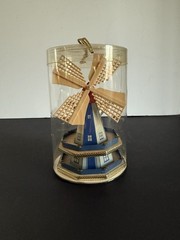 VINTAGE WOOD & HARD PLASTIC BLUE HAND-CRAFTED WINDMILL – MADE IN HOLLAND