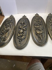 VTG 4 Seasons Syroco Floral Wall Plaques Hollywood Regency MCM Molded Plastic