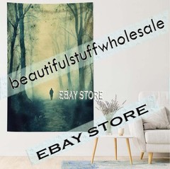 Ghostly Forest Walk Tapestry forest fog gothic lonely 39X59 in