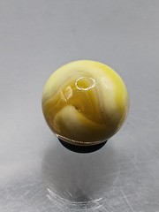 .62″ Akro Yellow, White, Egg Yoke Wonky Corkscrew Marble- #CE147