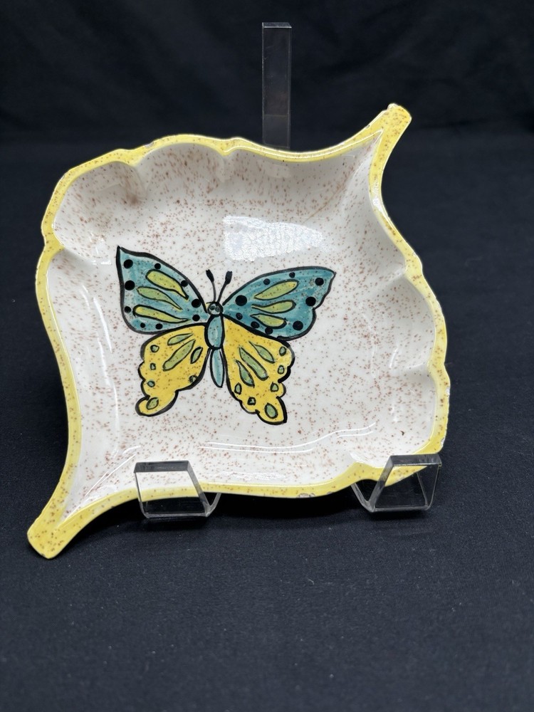 Vintage Butterfly Ceramic Hand Painted Trinket Dish – Unbranded
