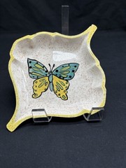 Vintage Butterfly Ceramic Hand Painted Trinket Dish – Unbranded