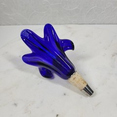 Vtg Murano 3pcs Crystal Flower Cork Stopper Pink Blue Green Hand Blown Art Glass
