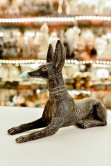 Black Granite Anubis Dog Jackal Ancient Egyptian Statue Made in Egypt