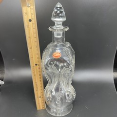 Magnor Glassverk Norway Clear Glass Decanter Vintage Container Bottle W Stopper