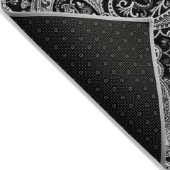 5′ X 8′ Black Gray And White Paisley Washable Rug