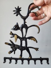 Vintage Wall Hook Bremen Town Musicians Cast Aluminum USSR 8 Hooks 1970s
