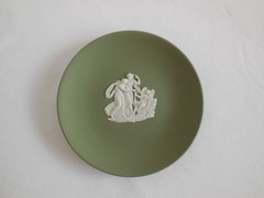 Wedgwood Sage Green Jasperware Cupid Asleep 4.25″ Tray