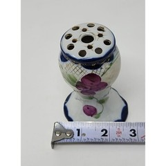 Vintage Stick Hatpin 13 Hole Holder Vase Grapes And Leaves Blue Purple Green