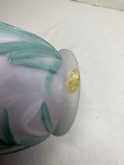 Vintage Fenton Blue Burmese Hand Painted Daffodil Vase Signed Sean Fenton READ