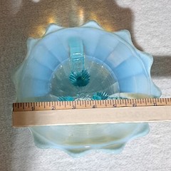 American Northwood Klondike Glass Bowl Blue Opalescent Footed USA Vintage