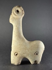 RARE ANCIENT N-EASTERN STONE CARVED RAM IDOL WITH DECORATION 15CM – CA 600-900AD