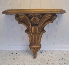 Classic Italian Florentine Gold Gilt Carved Wood Wall Shelf 12″ wide