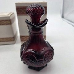 Vtg Avon Cape Cod Collection 1876 Ruby Red Glass Sugar Bowl, Creamer & Gruet Lot