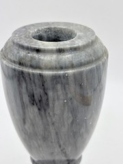 40-50s Alabaster-Marble Hand Crafted Vase Decor – Gray, Black, White – Italy